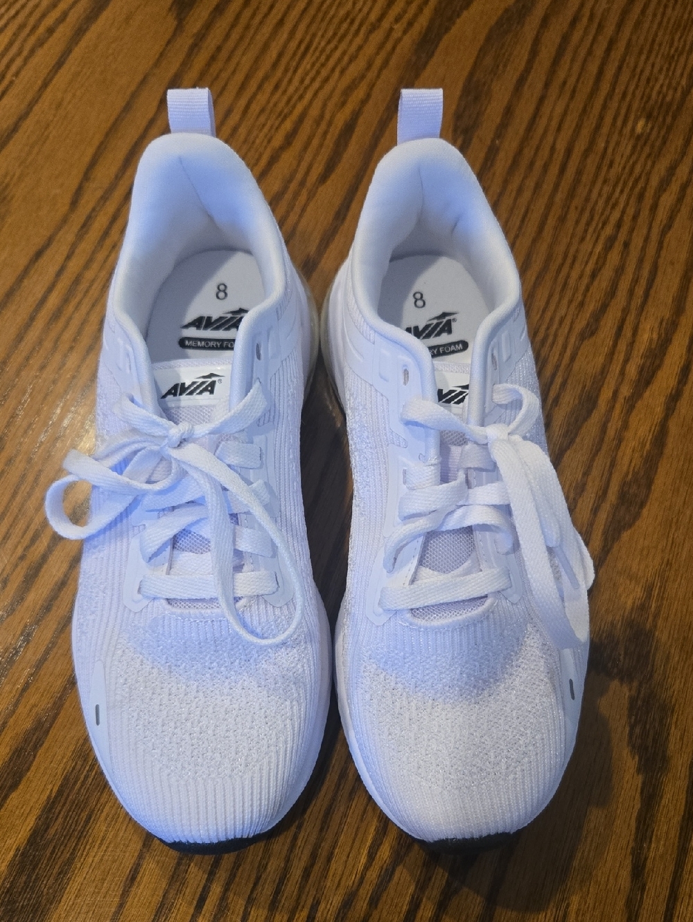 Avia All-White Knit Lace-Up Sneakers